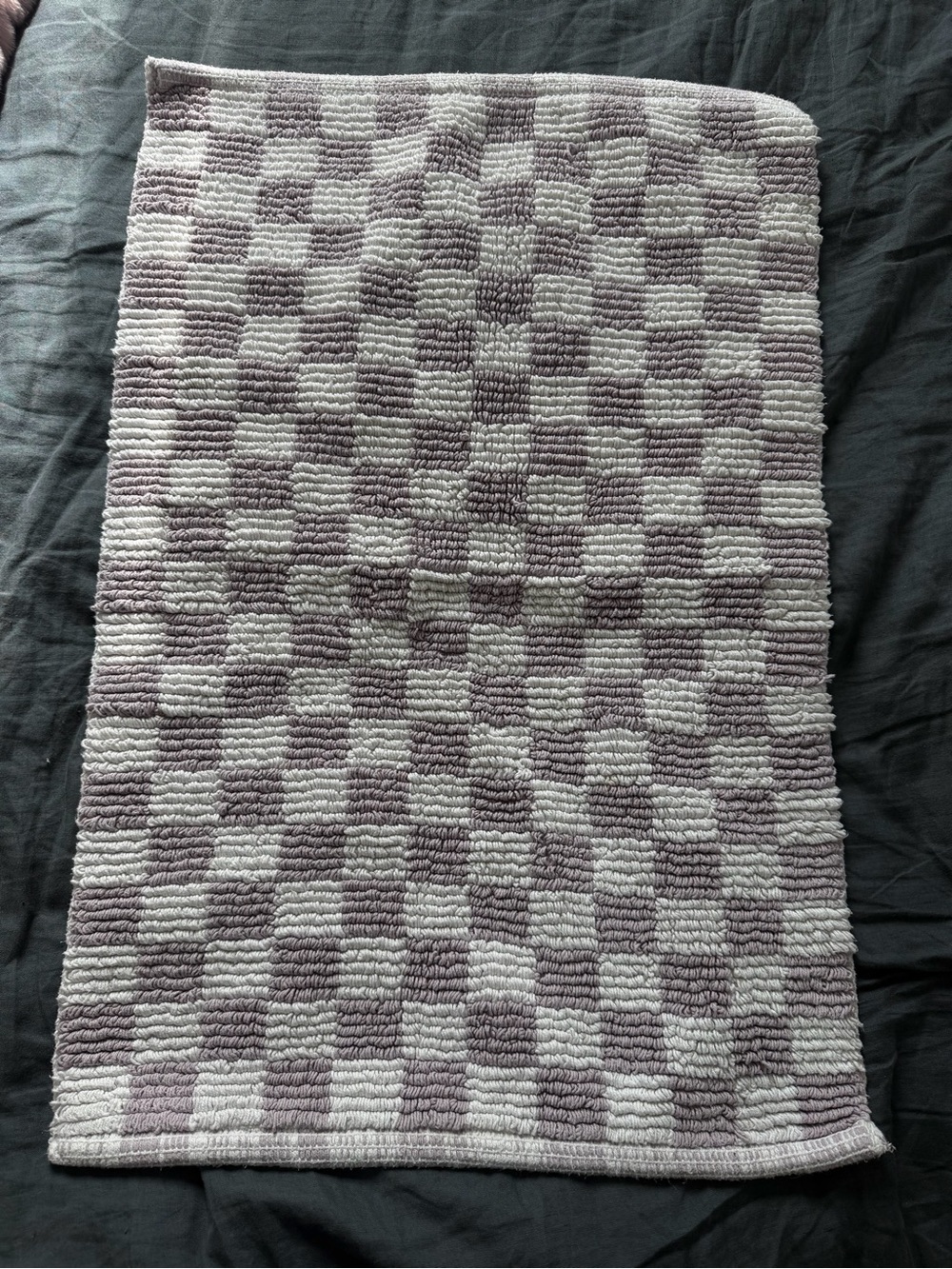 White and Lavender Checkerboard Bath Mat